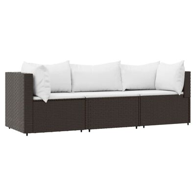 vidaXL Set muebles de jardín 3 piezas y cojines ratán sintético marrón