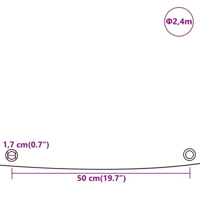 vidaXL Lona verde Ø 2,4 m 650 g/m²