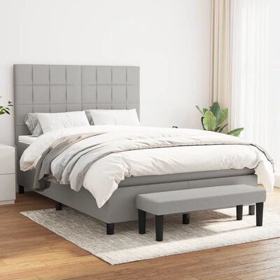 vidaXL Cama box spring con colchón tela gris claro 140x200 cm