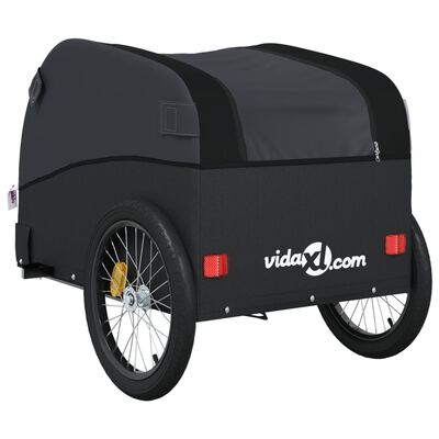 vidaXL Remolque para bicicleta hierro negro 45 kg