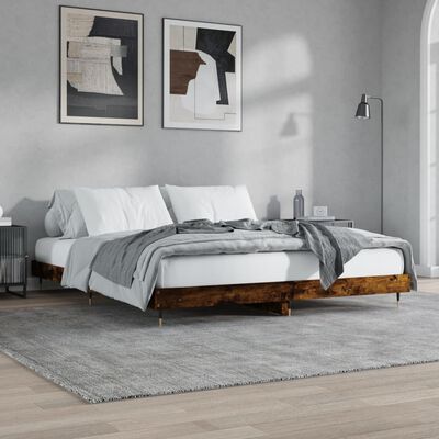 vidaXL Estructura de cama madera de ingeniería roble ahumado 180x200cm