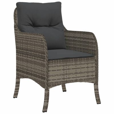 vidaXL Set comedor de jardín 3 piezas con cojines ratán sintético gris