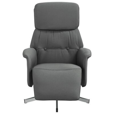 vidaXL Sillón reclinable con reposapiés tela gris oscuro