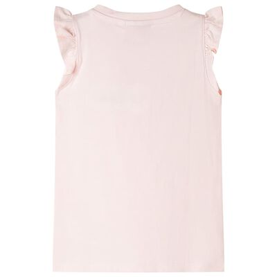 Camiseta infantil de manga volante rosa suave 92