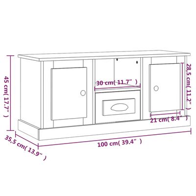 vidaXL Mueble para TV madera contrachapada negro 100x35,5x45 cm