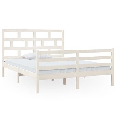 vidaXL Estructura de cama madera maciza blanca King Size 150x200 cm