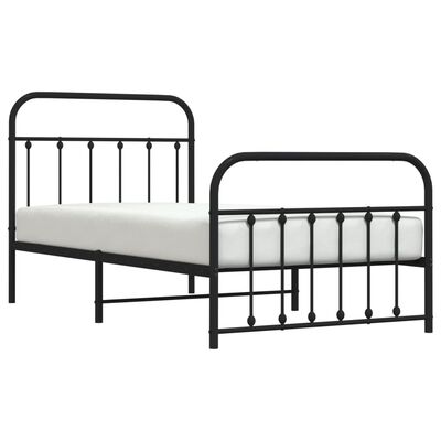 vidaXL Estructura cama sin colchón con estribo metal negro 100x190 cm