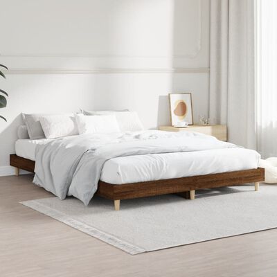 vidaXL Estructura de cama madera de ingeniería marrón roble 135x190 cm