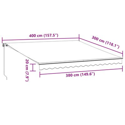 vidaXL Toldo retráctil automático burdeos 400x300 cm