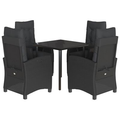 vidaXL Set de muebles jardín 5 pzas con cojines ratán sintético negro