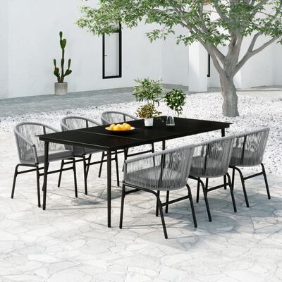 vidaXL Juego de comedor de jardín 7 piezas ratán sintético gris