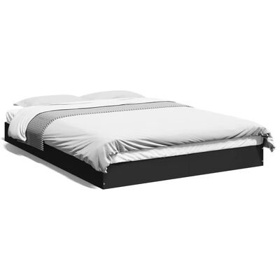 vidaXL Estructura de cama madera de ingeniería negra 135x190 cm