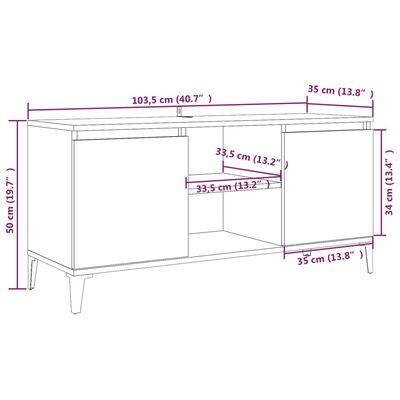 vidaXL Mueble de TV con patas de metal marrón roble 103,5x35x50 cm