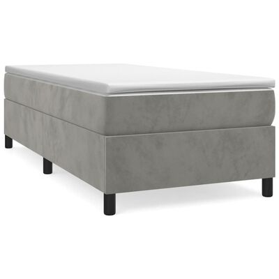 vidaXL Cama box spring con colchón terciopelo gris claro 100x200 cm