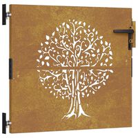 vidaXL Puerta de jardín acero corten diseño árbol 85x100 cm