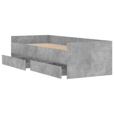 vidaXL Estructura de cama con cajones gris hormigón 75x190 cm