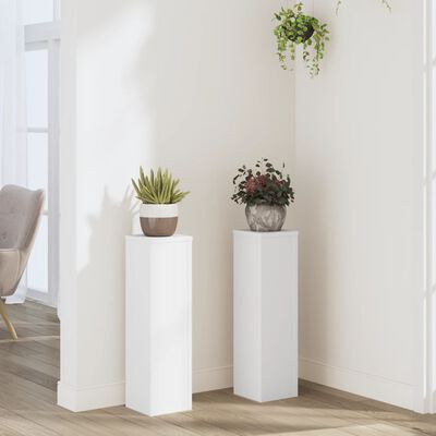 vidaXL Soporte de plantas 2 uds madera ingeniería blanco 17x17x60 cm