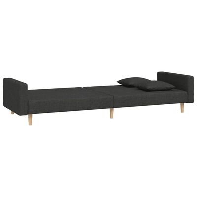 vidaXL Sofá cama de 2 plazas con dos almohadas tela negro