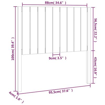 vidaXL Cabecero de cama madera maciza de pino gris 95,5x4x100 cm