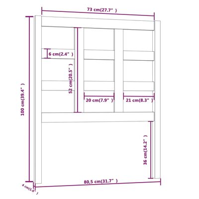 vidaXL Cabecero de cama madera maciza de pino gris 80,5x4x100 cm