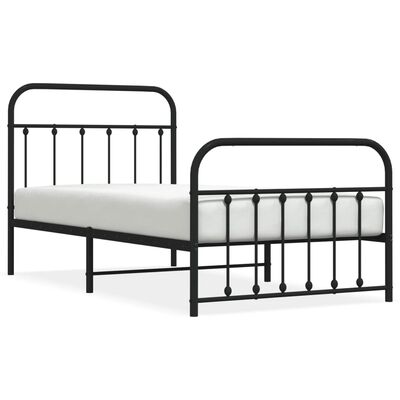 vidaXL Estructura cama sin colchón con estribo metal negro 100x190 cm