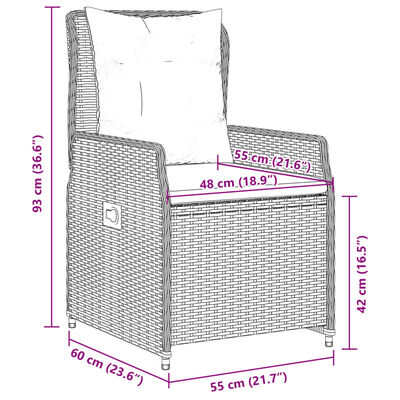 vidaXL Set de comedor de jardín 9 pzas y cojines ratán sintético negro