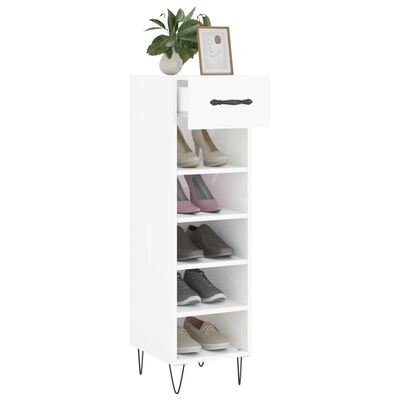 vidaXL Mueble zapatero madera contrachapada blanco brillo 30x35x105 cm