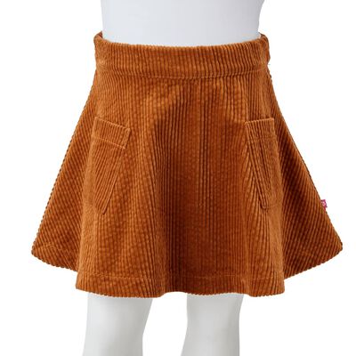 Falda infantil con bolsillos pana color coñac 104