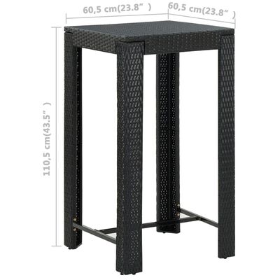 vidaXL Set muebles bar jardín 5 piezas y cojines ratán sintético negro