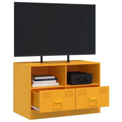 vidaXL Mueble para TV de acero amarillo mostaza 67x39x44 cm