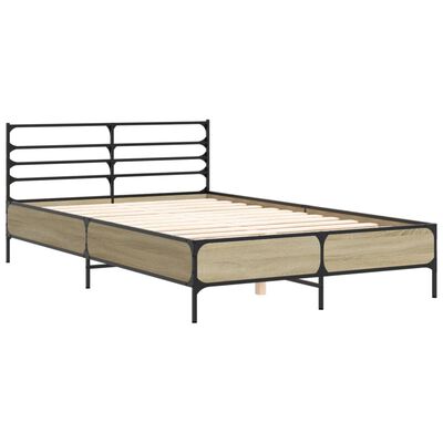 vidaXL Estructura cama madera ingeniería metal roble Sonoma 135x190 cm