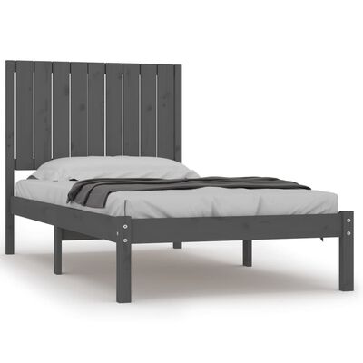 vidaXL Estructura de cama madera maciza de pino gris 90x200 cm