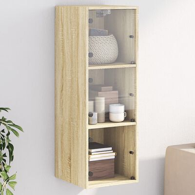 vidaXL Mueble de pared puertas de vidrio roble Sonoma 35x37x100 cm