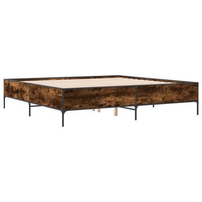 vidaXL Estructura cama madera ingeniería metal roble ahumado 180x200cm