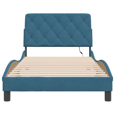 vidaXL Estructura de cama con luces LED terciopelo azul 100x200 cm