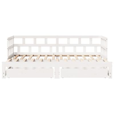 vidaXL Sofá cama nido con cajones madera maciza pino blanca 80x200 cm