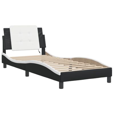 vidaXL Estructura cama con LED cuero sintético negro blanco 80x200 cm