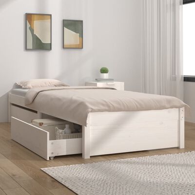 vidaXL Estructura de cama con cajones blanco 75x190 cm