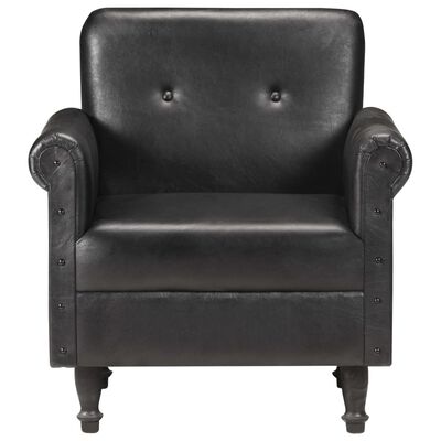 vidaXL Sillón butaca de cuero auténtico negro