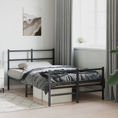 vidaXL Estructura cama sin colchón con estribo metal negro 120x190 cm