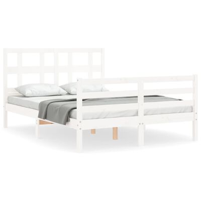 vidaXL Estructura de cama con cabecero madera maciza blanco 120x200 cm