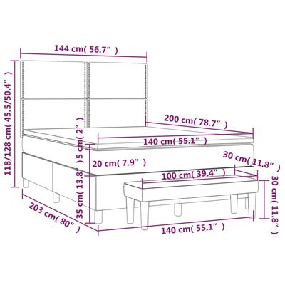 vidaXL Cama box spring con colchón tela negro 140x200 cm