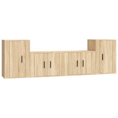 Set de muebles para TV 4 pzas madera contrachapada roble Sonoma