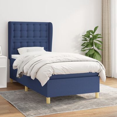 vidaXL Cama box spring con colchón tela azul 80x200 cm