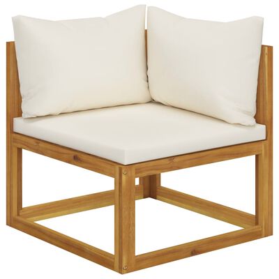 vidaXL Muebles de jardín 9 pzas cojines crema madera maciza de acacia