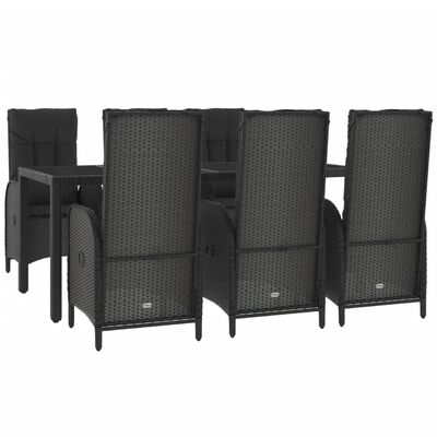 vidaXL Set comedor jardín 7 pzas y cojines ratán sintético negro gris