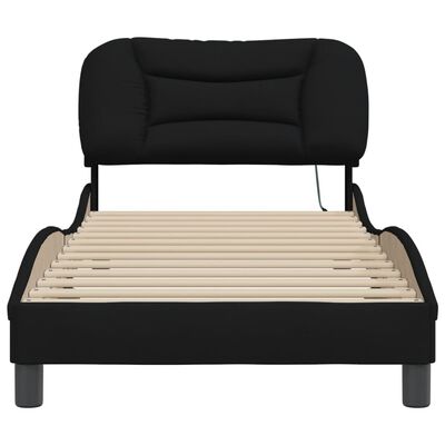 vidaXL Estructura de cama con luces LED tela negro 80x200 cm