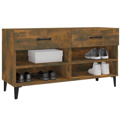 vidaXL Mueble zapatero madera contrachapada roble ahumado 102x35x55 cm