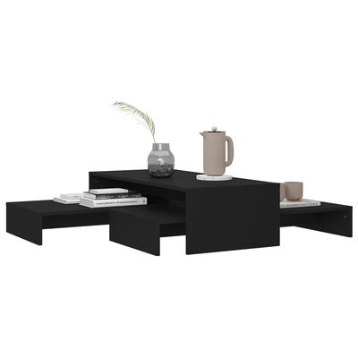 vidaXL Mesa de centro apilable contrachapada negro 100x100x26,5 cm