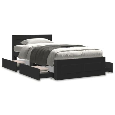 vidaXL Estructura cama con cabecero madera ingeniería negra 75x190 cm